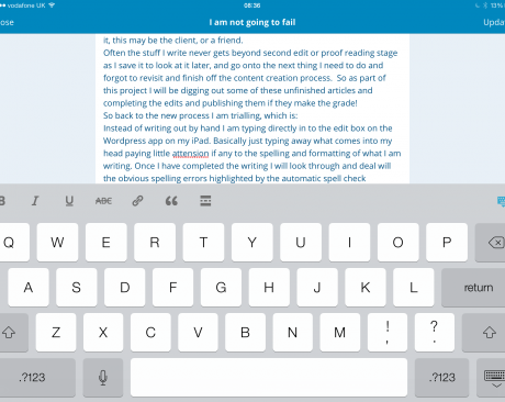 Typing directly into WordPress App